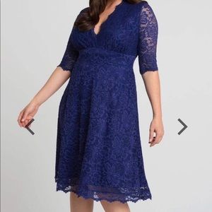 Kiyonna - Mademoiselle Lace Dress in Sapphire Blue